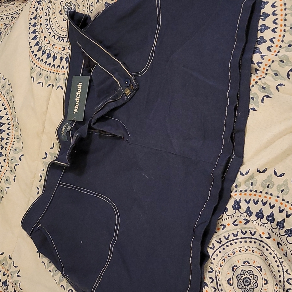 MODCLOTH Navy Twill Skirt (Mini?) Size 22 NWT denim-ish?